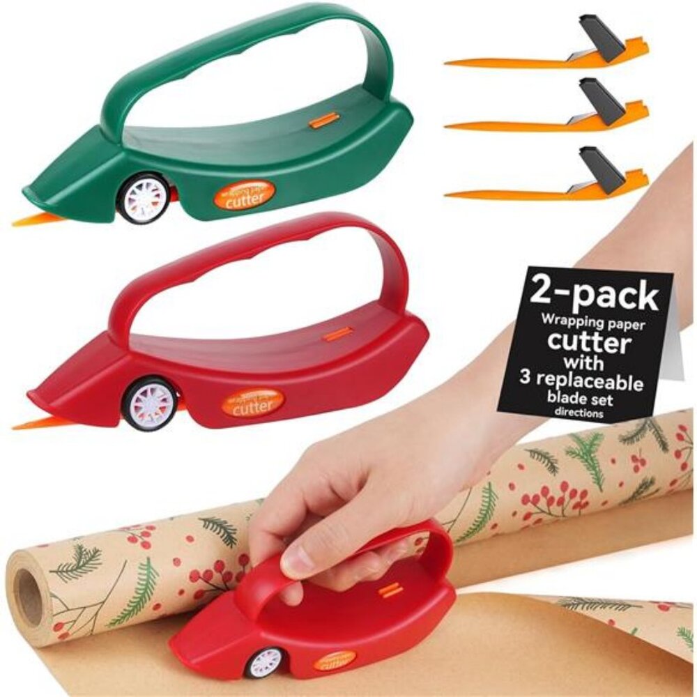 2PC Wrapping Paper Cutter Gift Wrap Cutter Christmas Wrapping Paper Cutter
